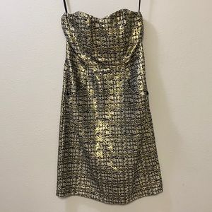 Stapless Gold and Black Metallic Dress